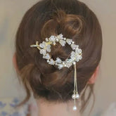 Impression Luxury Rhinestone Bell Orchid Flower Rhinestone Frog Buckle Hair Clips Metal Diamond Hairpins Twist Clip Headdress for Women